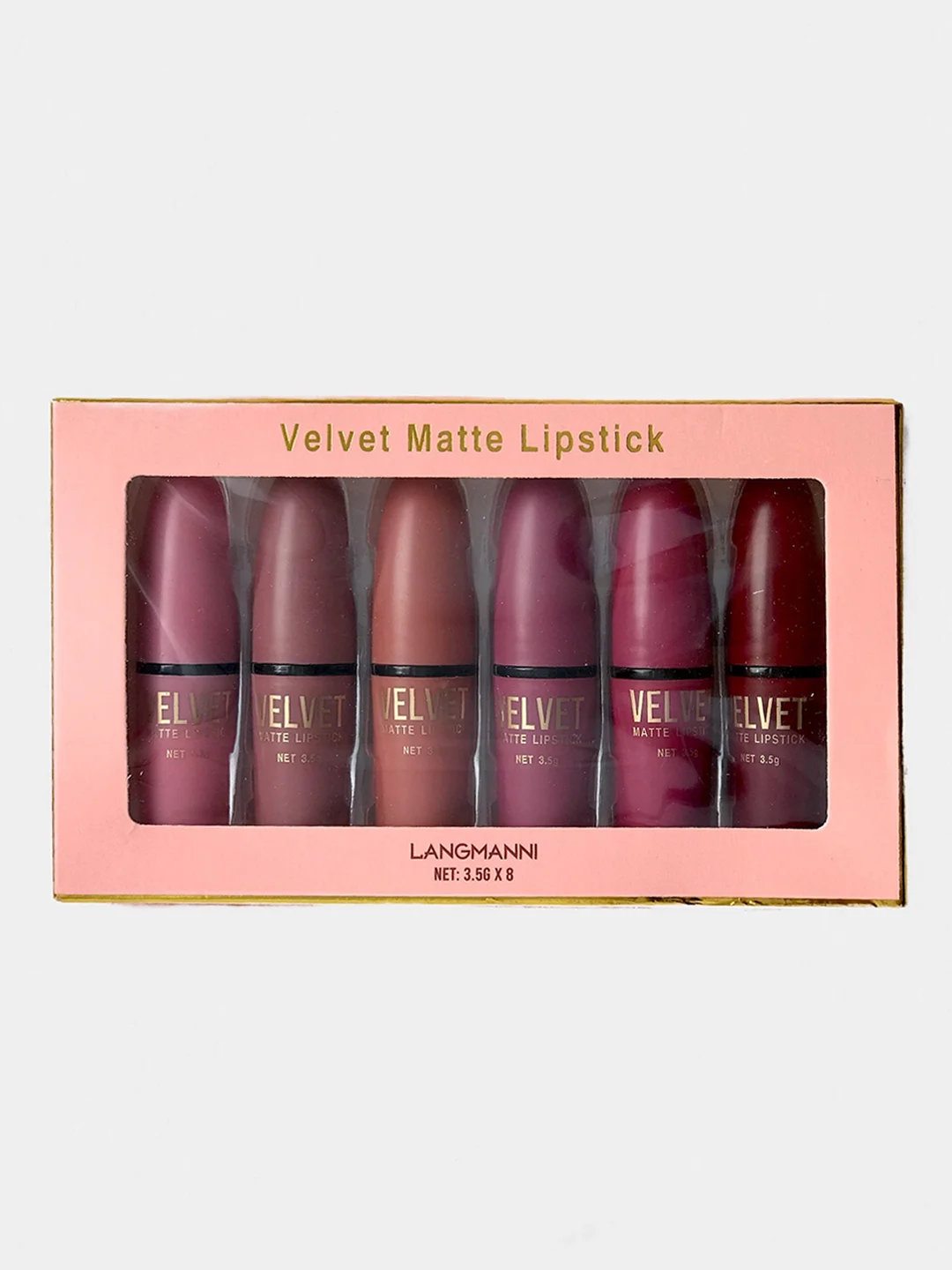Набор из 6 матовых губных помад LANGMANNI Velvet Matte Lipstick