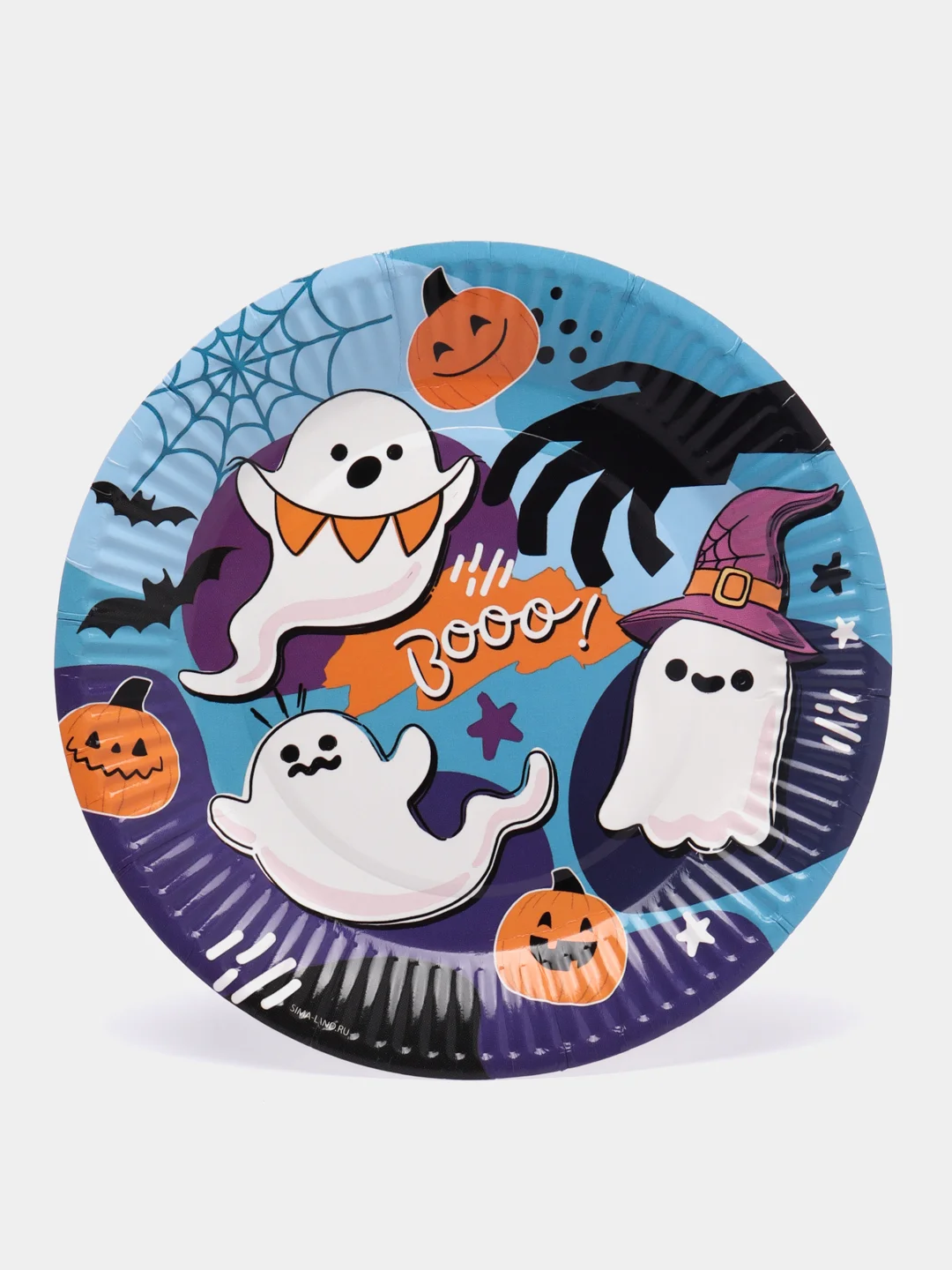 Голубой набор тарелок бумажный "Вечеринка Хэллоуин", 18 см, 6 штук "Halloween"