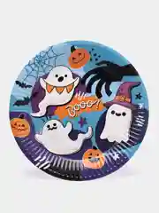 Голубой набор тарелок бумажный  "Вечеринка Хэллоуин", 18 см, 6 штук "Halloween"