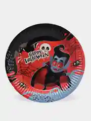 Оранжевый набор тарелок бумажный  "Вечеринка Хэллоуин", 18 см, 6 штук "Halloween"