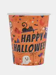 Оранжевый набор стаканов бумажный Halloween, 6 штук, 250 мл "Вечеринка Хэллоуин"