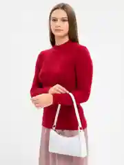 Белый сумка багет на плечо, экокожа