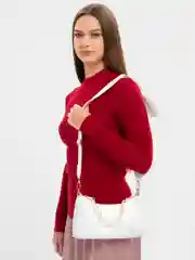 Белый модная женская сумка с мини косметичкой