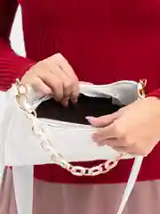 Белый модная женская сумка с мини косметичкой