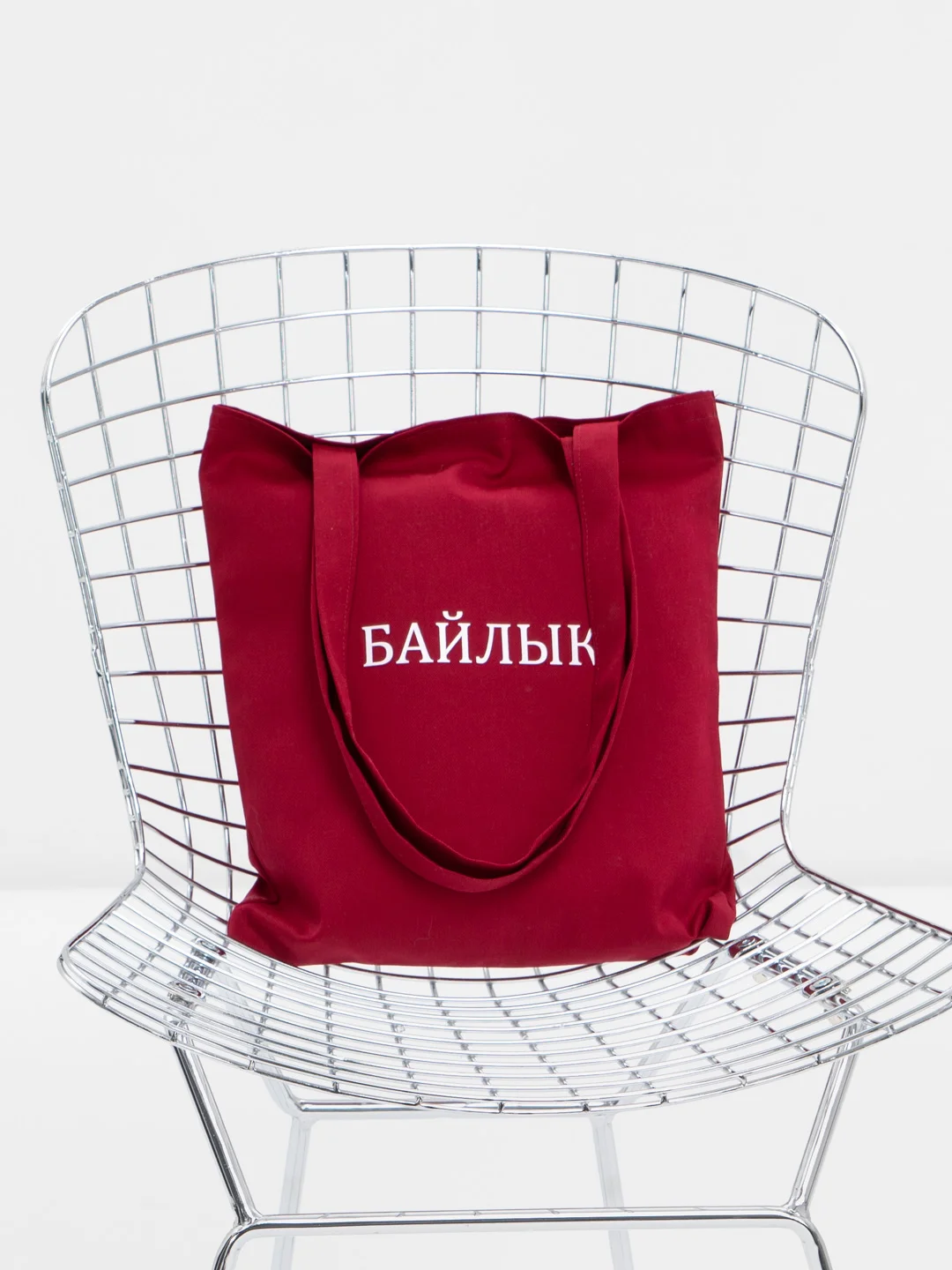 Бордовый шоппер цветной с татарским принтом