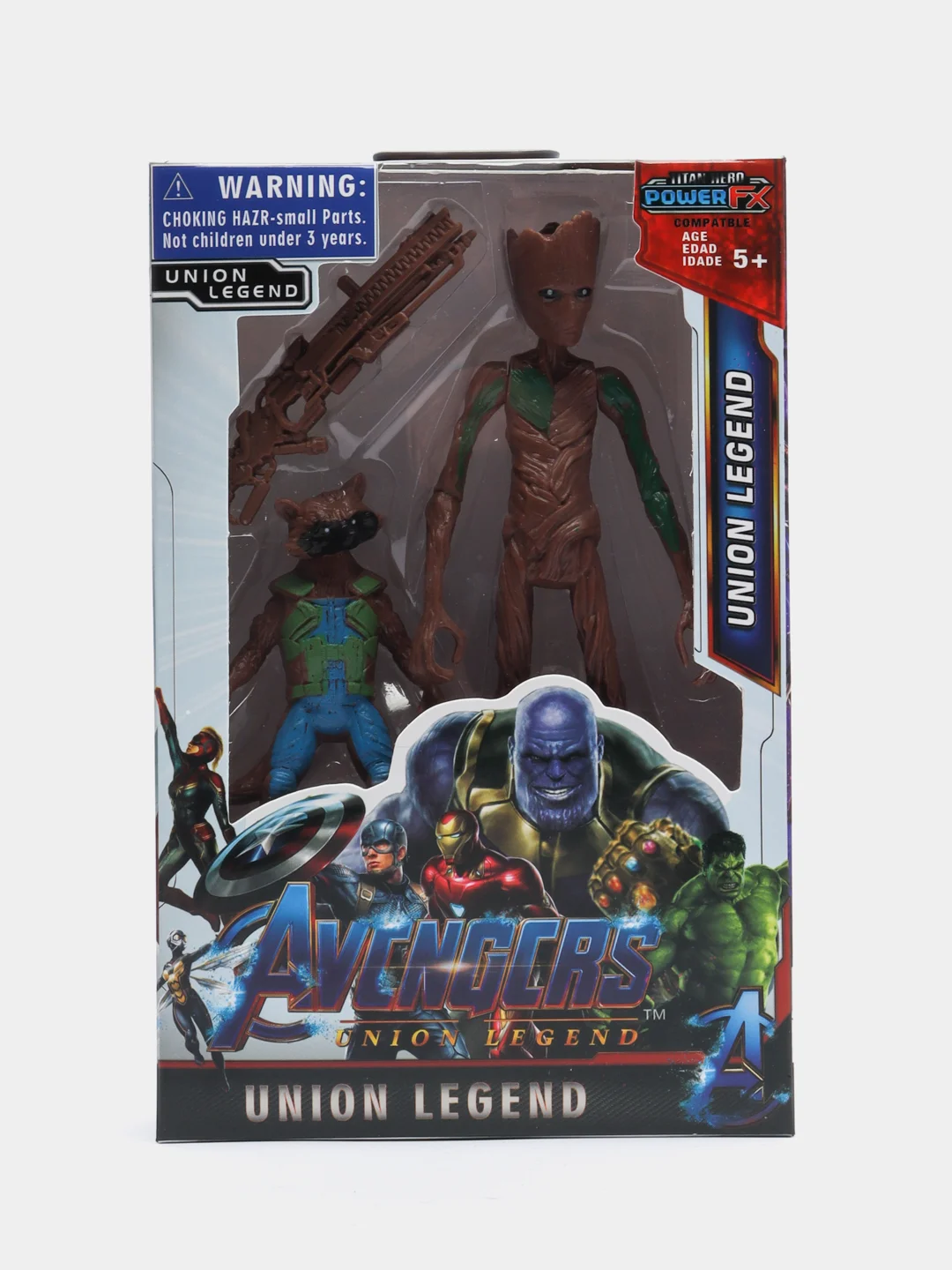 Коричневый интерактивная игрушка-сувенир Avengers (Мстители) Union Legend:Халк, Грут и Енот, танос