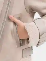 Бежевый меланж дубленка женская, авиатор, косуха, эко дубленка, укороченная