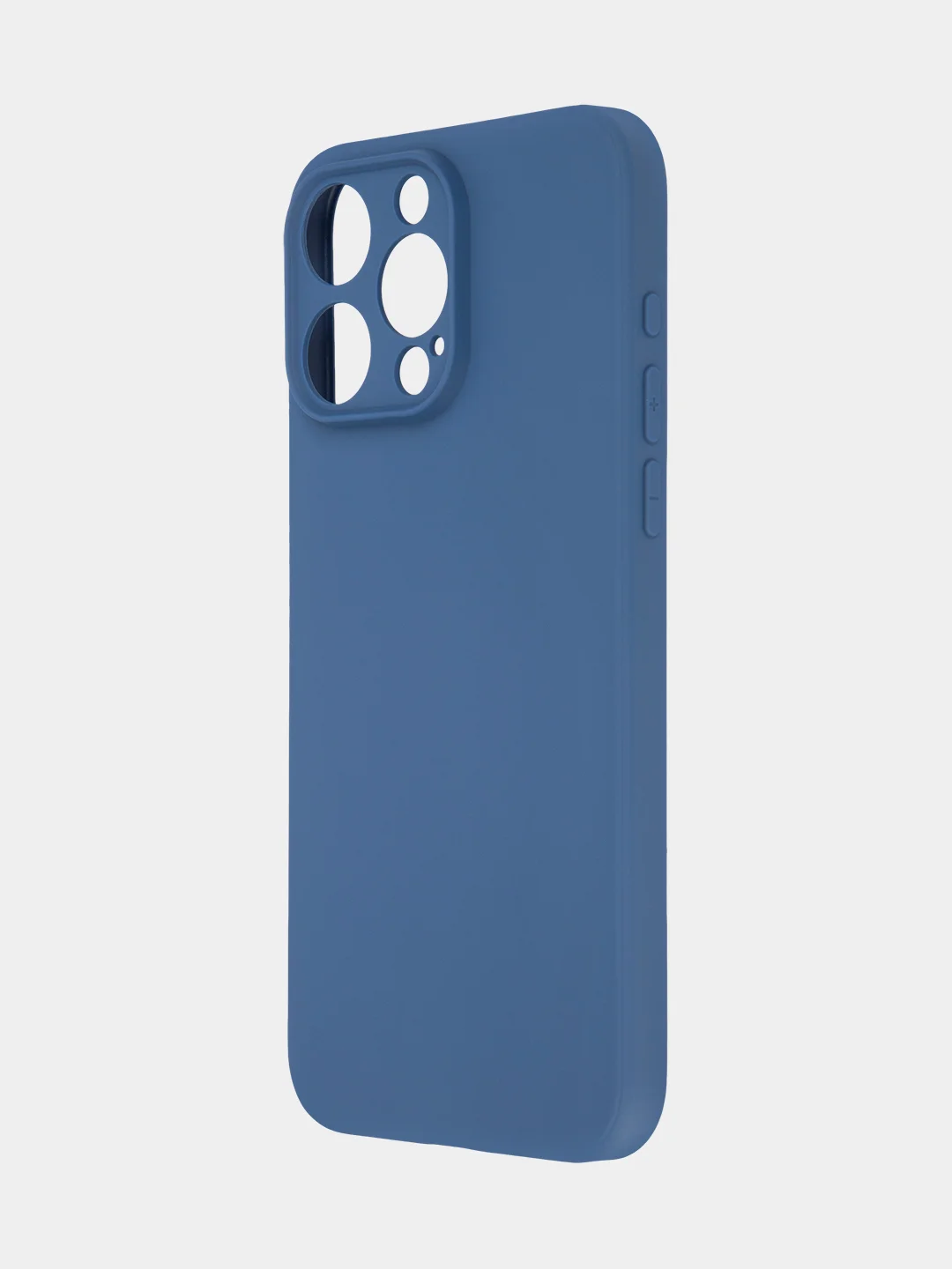 Синий чехол для iPhone 15 Pro Max силиконовый BROSCORP, матовый/ прозрачный, бортик- защита камер