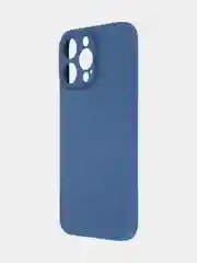 Синий чехол для iPhone 15 Pro Max силиконовый BROSCORP, матовый/ прозрачный, бортик- защита камер