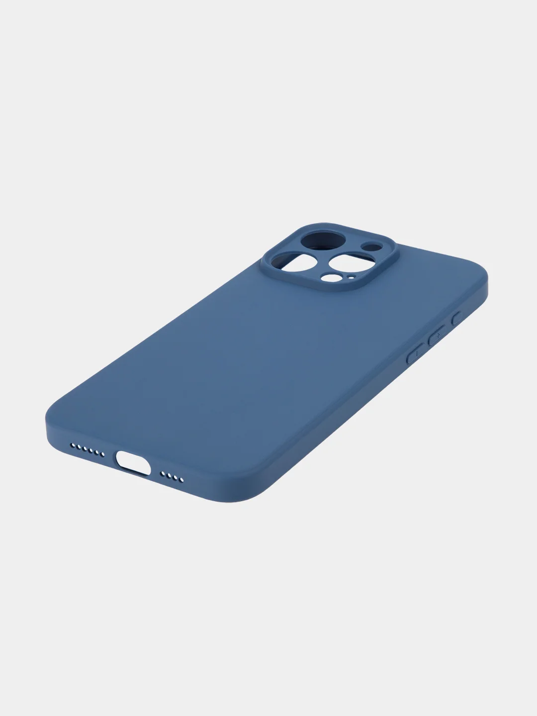 Синий чехол для iPhone 15 Pro Max силиконовый BROSCORP, матовый/ прозрачный, бортик- защита камер