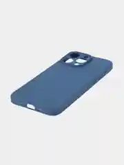 Синий чехол для iPhone 15 Pro Max силиконовый BROSCORP, матовый/ прозрачный, бортик- защита камер