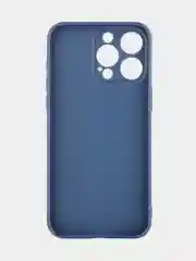 Синий чехол для iPhone 15 Pro Max силиконовый BROSCORP, матовый/ прозрачный, бортик- защита камер