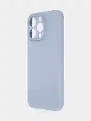 Светло-синий чехол для iPhone 15 Pro Max силиконовый BROSCORP, матовый/ прозрачный, бортик- защита камер