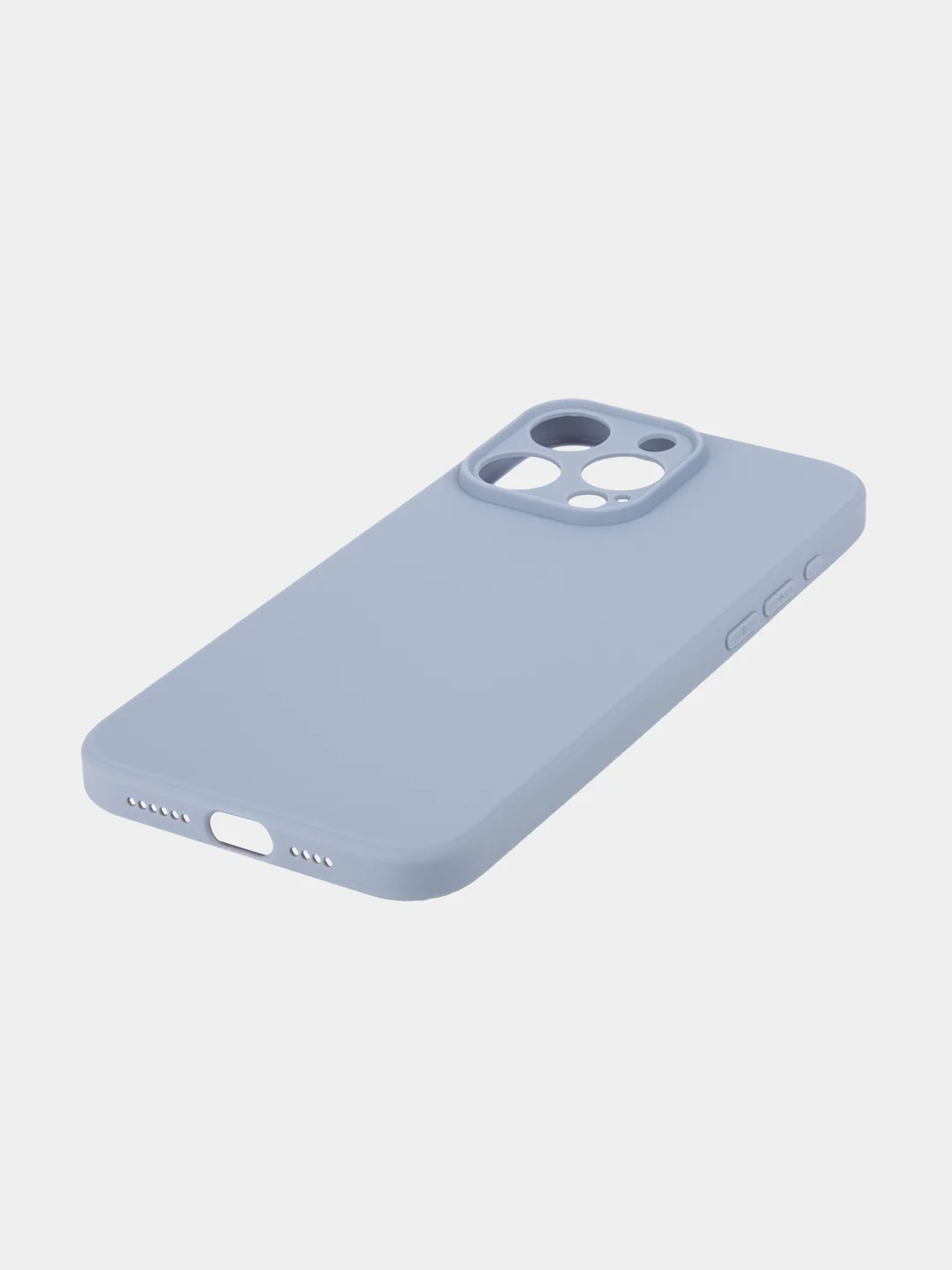 Светло-синий чехол для iPhone 15 Pro Max силиконовый BROSCORP, матовый/ прозрачный, бортик- защита камер