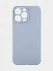 Светло-синий чехол для iPhone 15 Pro Max силиконовый BROSCORP, матовый/ прозрачный, бортик- защита камер