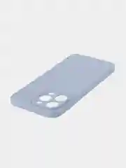 Светло-синий чехол для iPhone 15 Pro Max силиконовый BROSCORP, матовый/ прозрачный, бортик- защита камер