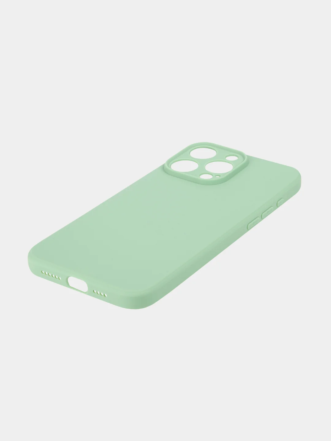Зеленый чехол для iPhone 15 Pro Max силиконовый BROSCORP, матовый/ прозрачный, бортик- защита камер