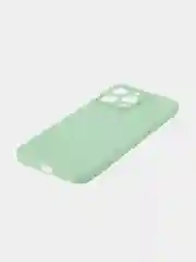 Зеленый чехол для iPhone 15 Pro Max силиконовый BROSCORP, матовый/ прозрачный, бортик- защита камер