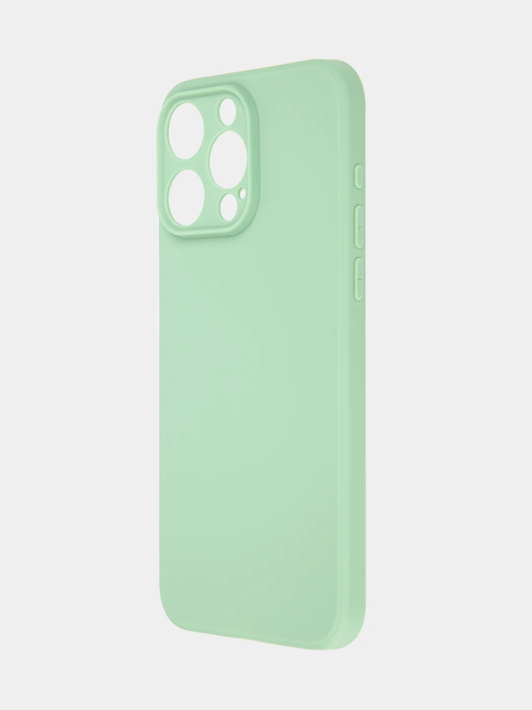Зеленый чехол для iPhone 15 Pro Max силиконовый BROSCORP, матовый/ прозрачный, бортик- защита камер