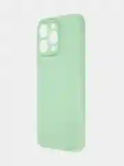Зеленый чехол для iPhone 15 Pro Max силиконовый BROSCORP, матовый/ прозрачный, бортик- защита камер