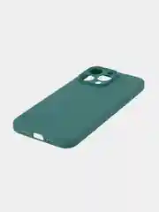 Тёмно-зелёный чехол для iPhone 15 Pro Max силиконовый BROSCORP, матовый/ прозрачный, бортик- защита камер