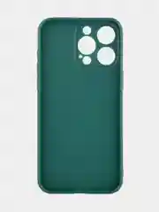 Тёмно-зелёный чехол для iPhone 15 Pro Max силиконовый BROSCORP, матовый/ прозрачный, бортик- защита камер