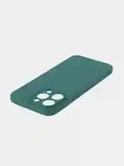 Тёмно-зелёный чехол для iPhone 15 Pro Max силиконовый BROSCORP, матовый/ прозрачный, бортик- защита камер