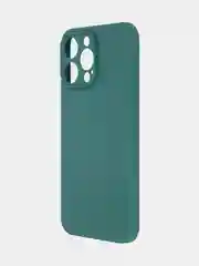 Тёмно-зелёный чехол для iPhone 15 Pro Max силиконовый BROSCORP, матовый/ прозрачный, бортик- защита камер