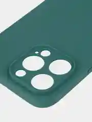 Тёмно-зелёный чехол для iPhone 15 Pro Max силиконовый BROSCORP, матовый/ прозрачный, бортик- защита камер
