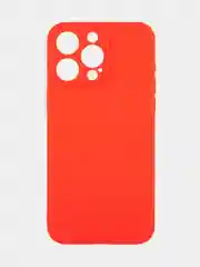 Красный чехол для iPhone 15 Pro Max силиконовый BROSCORP, матовый/ прозрачный, бортик- защита камер