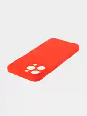 Красный чехол для iPhone 15 Pro Max силиконовый BROSCORP, матовый/ прозрачный, бортик- защита камер