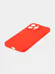Красный чехол для iPhone 15 Pro Max силиконовый BROSCORP, матовый/ прозрачный, бортик- защита камер