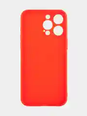 Красный чехол для iPhone 15 Pro Max силиконовый BROSCORP, матовый/ прозрачный, бортик- защита камер