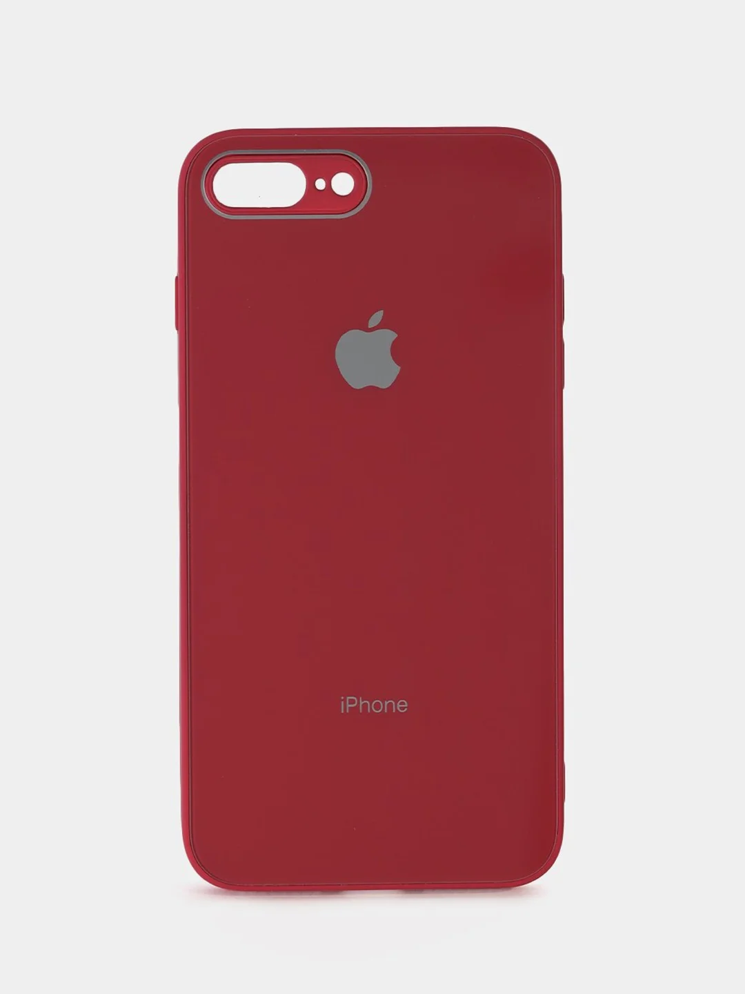 Багровый чехол силиконовый со стеклянной панелью для iPhone 7 Plus / iPhone 8 Plus