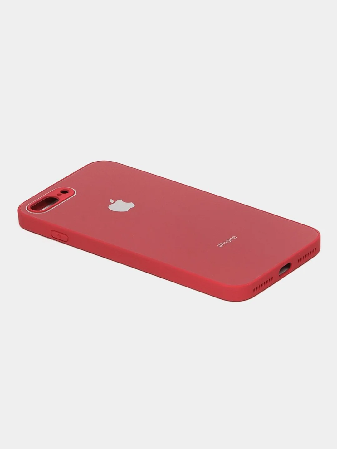 Багровый чехол силиконовый со стеклянной панелью для iPhone 7 Plus / iPhone 8 Plus