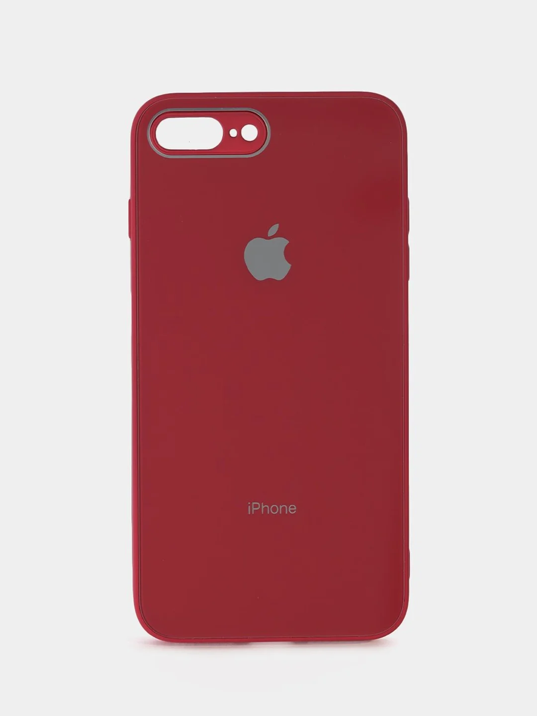 Багровый чехол силиконовый со стеклянной панелью для iPhone 7 Plus / iPhone 8 Plus