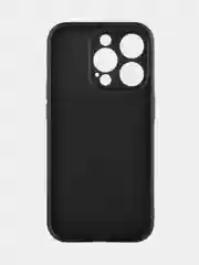 Черный чехол для iPhone 15 Pro силиконовый BROSCORP матовый/ прозрачный/ с карманом, защита камер