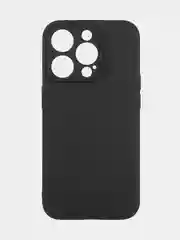Черный чехол для iPhone 15 Pro силиконовый BROSCORP матовый/ прозрачный/ с карманом, защита камер