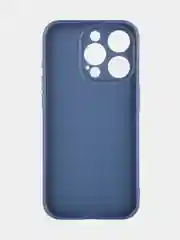 Синий чехол для iPhone 15 Pro силиконовый BROSCORP матовый/ прозрачный/ с карманом, защита камер
