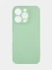 Зеленый чехол для iPhone 15 Pro силиконовый BROSCORP матовый/ прозрачный/ с карманом, защита камер