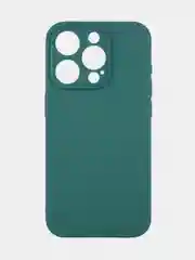 Тёмно-зелёный чехол для iPhone 15 Pro силиконовый BROSCORP матовый/ прозрачный/ с карманом, защита камер