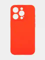Красный чехол для iPhone 15 Pro силиконовый BROSCORP матовый/ прозрачный/ с карманом, защита камер