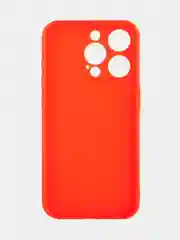Красный чехол для iPhone 15 Pro силиконовый BROSCORP матовый/ прозрачный/ с карманом, защита камер