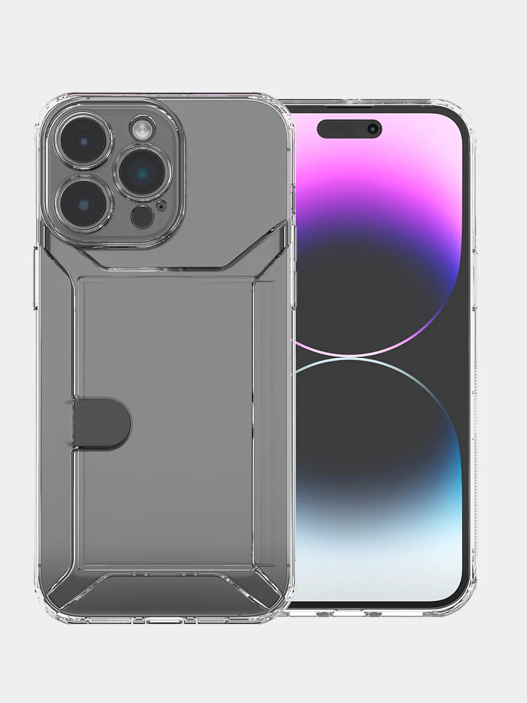 Чехол iPhone 11 15 Pro 14 Max 13 12 Xr Xs 6 7 8 Plus Se с карманом для карт прозрачный