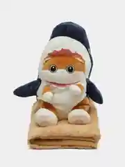 Синий мягкая игрушка с пледом, кот акула, дракон, детский плед