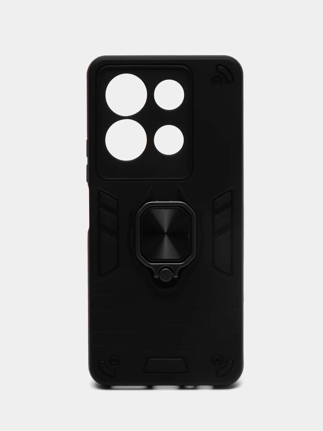 Черный чехол Infinix Note 30 / Инфиникс Нот 30 противоударный, с металлической подставкой кольцом