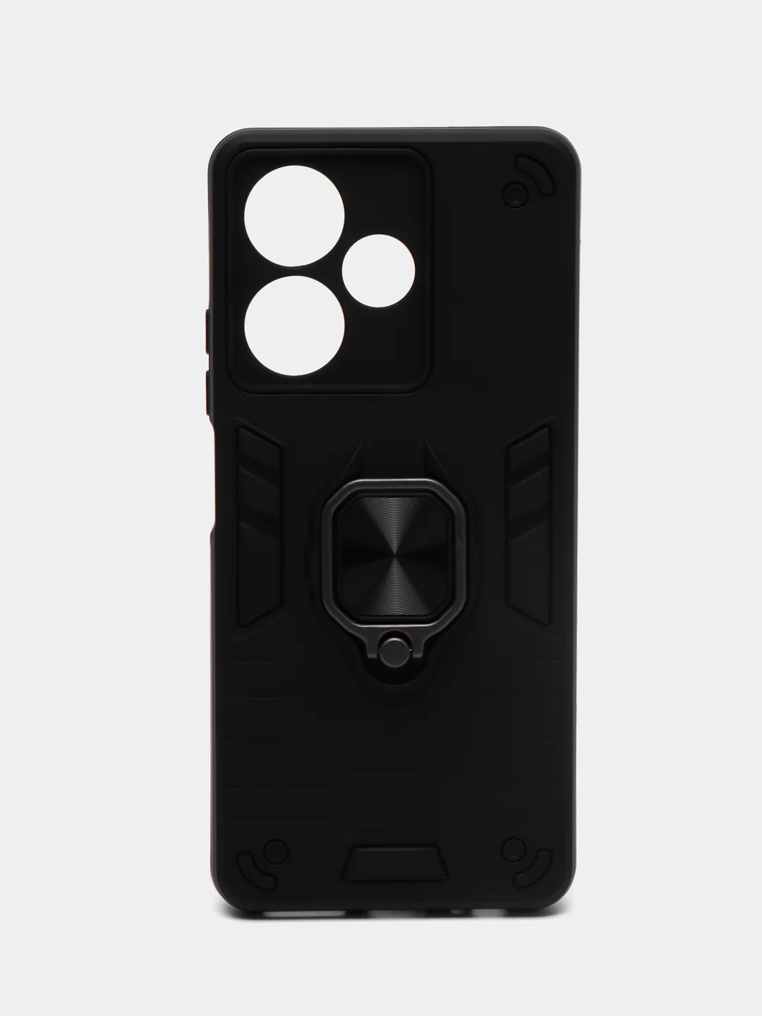 Черный чехол Infinix Hot 30 / Инфиникс Хот 30 противоударный, с металлической подставкой кольцом