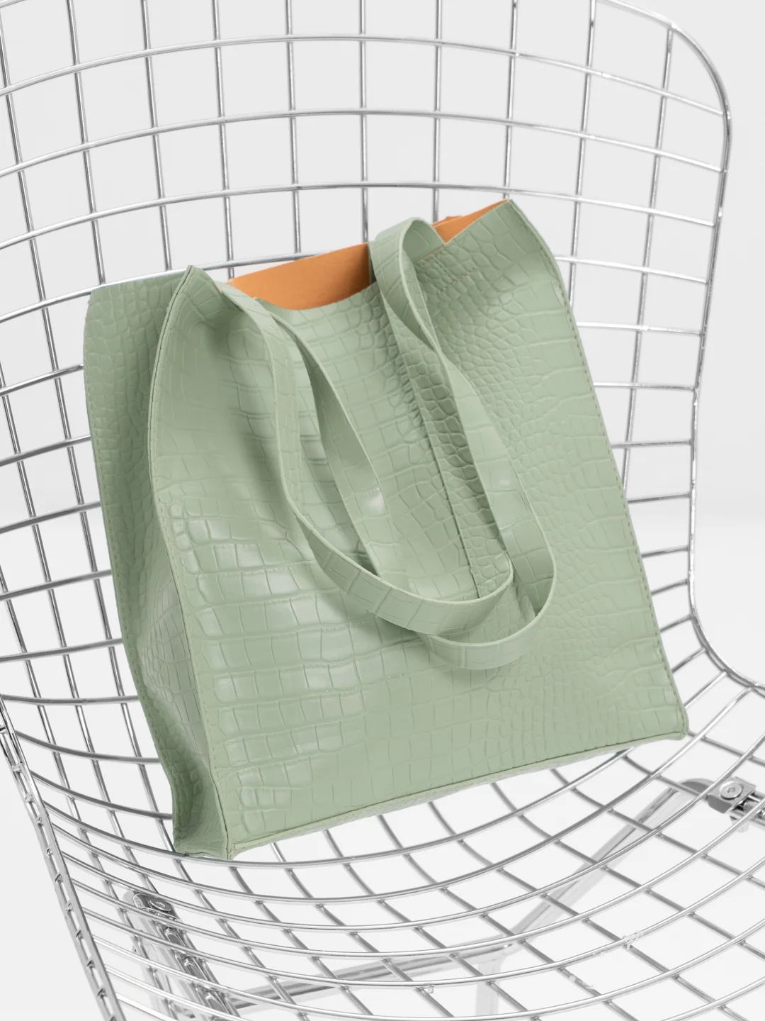 Зеленый сумка женская из экокожи с длинными ручками Shopper, сумка шоппер городская, повседневная