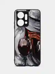 Бордовый чехол с рисунком на Honor X7a (Хонор Х7а)