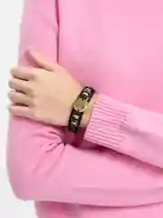 Алый браслет кожаный,Знаки зодиака .Ругулируемый, светящийся